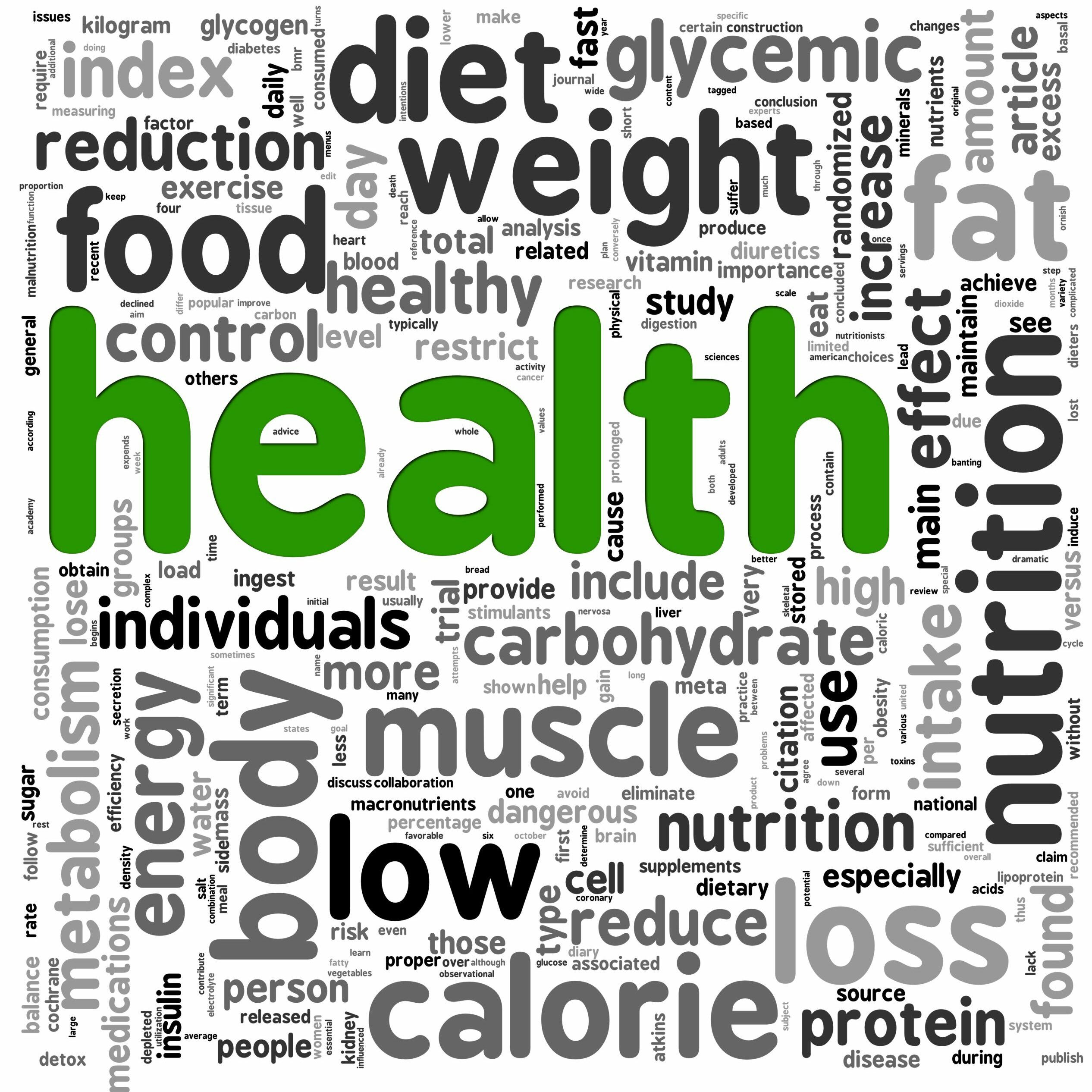 Health related words concept in tag cloud